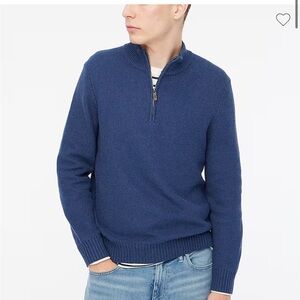 J crew heather nightfall Cotton honeycomb knit half-zip